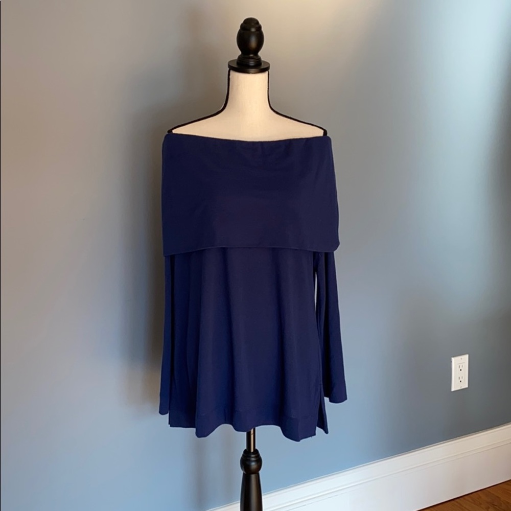Loft Navy Off the Shoulder Too